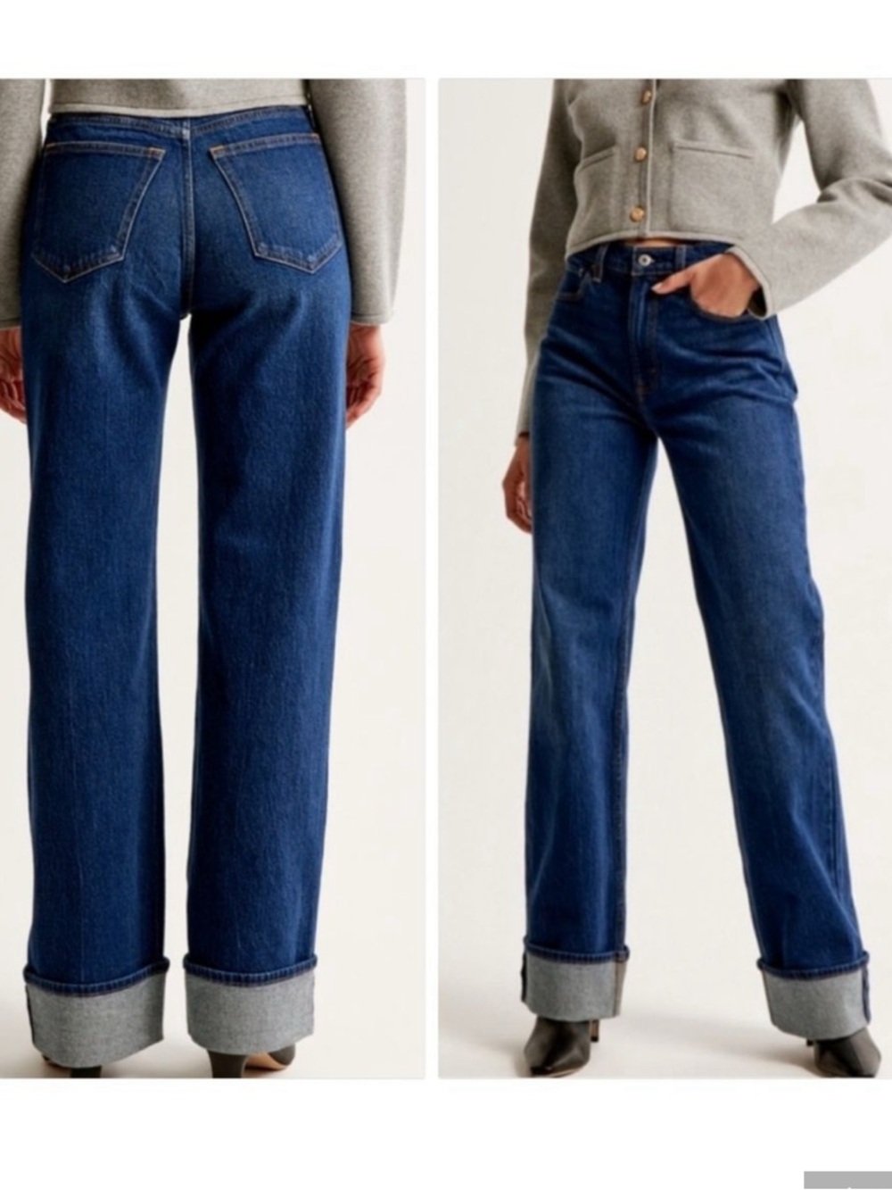Abercrombie & Fitch 90s Relaxed Straight Curve Love High Rise Cuffed Jeans 14
